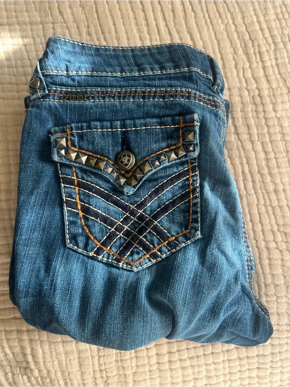 Ariat Denim Stud-Trim Pocket Detail
